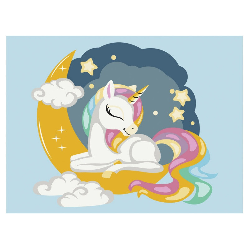 Malowanie po numerach BRUSHME, 30x40 cm, kids, tęczowy jednorożec, 1 szt.