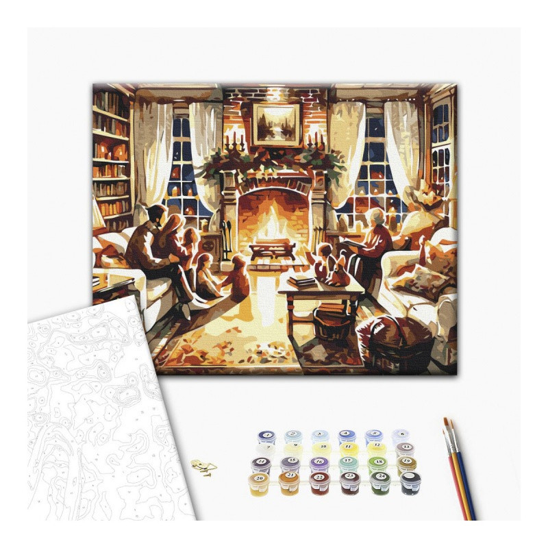 Malowanie po numerach BRUSHME, 40x50 cm, przytulny rodzinny wieczór, 1 szt., w pudełku