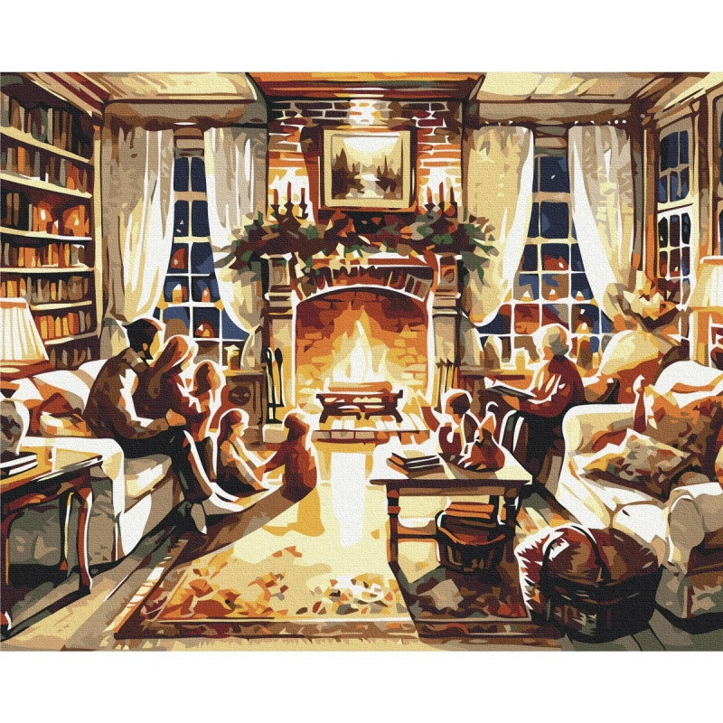 Malowanie po numerach BRUSHME, 40x50 cm, przytulny rodzinny wieczór, 1 szt., w pudełku