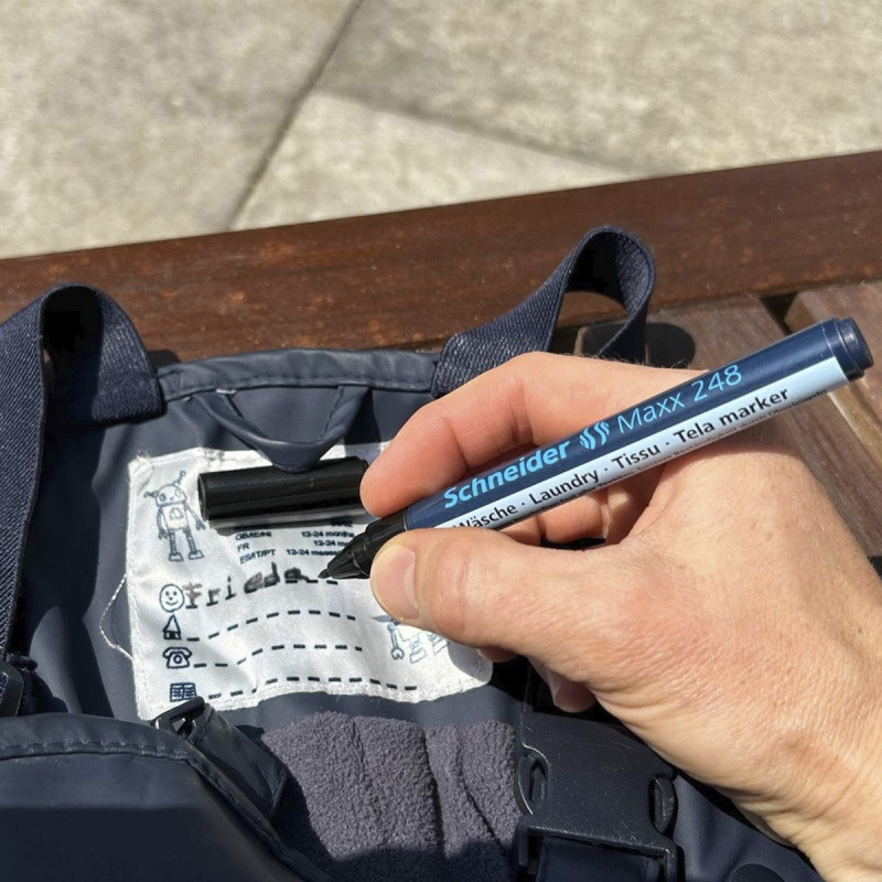 Marker permanentny do tkanin SCHNEIDER Maxx 248 Laundry, okrągły, 1mm, blister, czarny