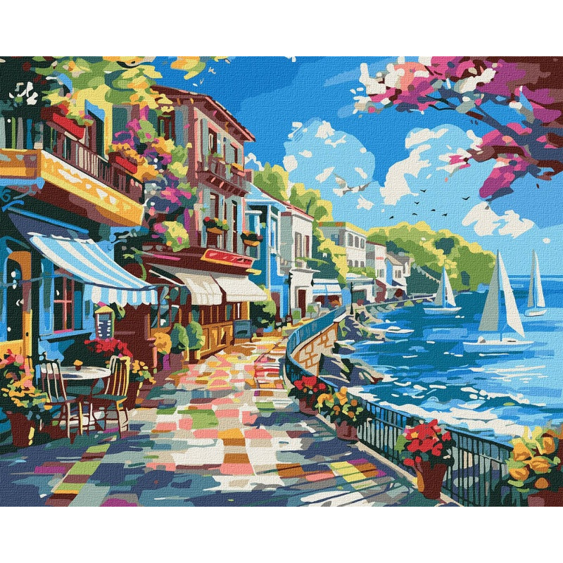 Malowanie po numerach IDEYKA, 40x50 cm, miasto nad oceanem, 1 szt., w pudełku