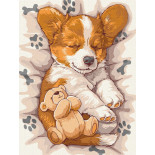 Malowanie po numerach IDEYKA, 30x40 cm, śpiący corgi, 1 szt.