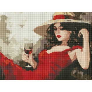 Diamentowa mozaika IDEYKA, 30x40 cm, dziewczyna w kapeluszu, 1 szt.