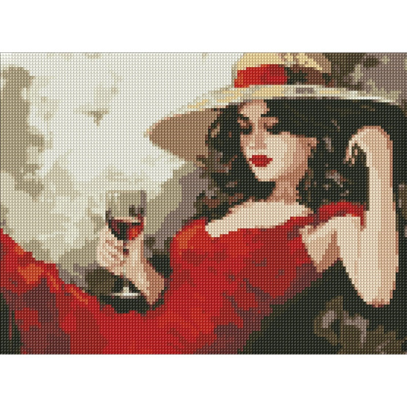 Diamentowa mozaika IDEYKA, 30x40 cm, dziewczyna w kapeluszu, 1 szt.