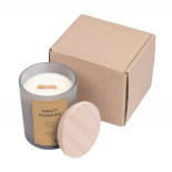 Świeca sojowa DONAU HOME, w szarym szkle, drewniana pokrywa i knot, Sweet Pleasure, 200g
