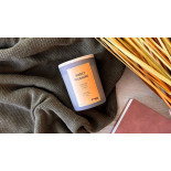 Świeca sojowa DONAU HOME, w szarym szkle, drewniana pokrywa i knot, Sweet Pleasure, 200g