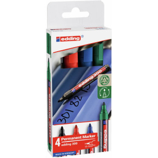Marker permanentny e-300 EDDING, 1,5-3 mm, 4 szt., mix kolorów
