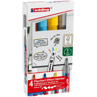 Marker do efektów na flipchartach e-385 EDDING, 4 szt., mix kolorów