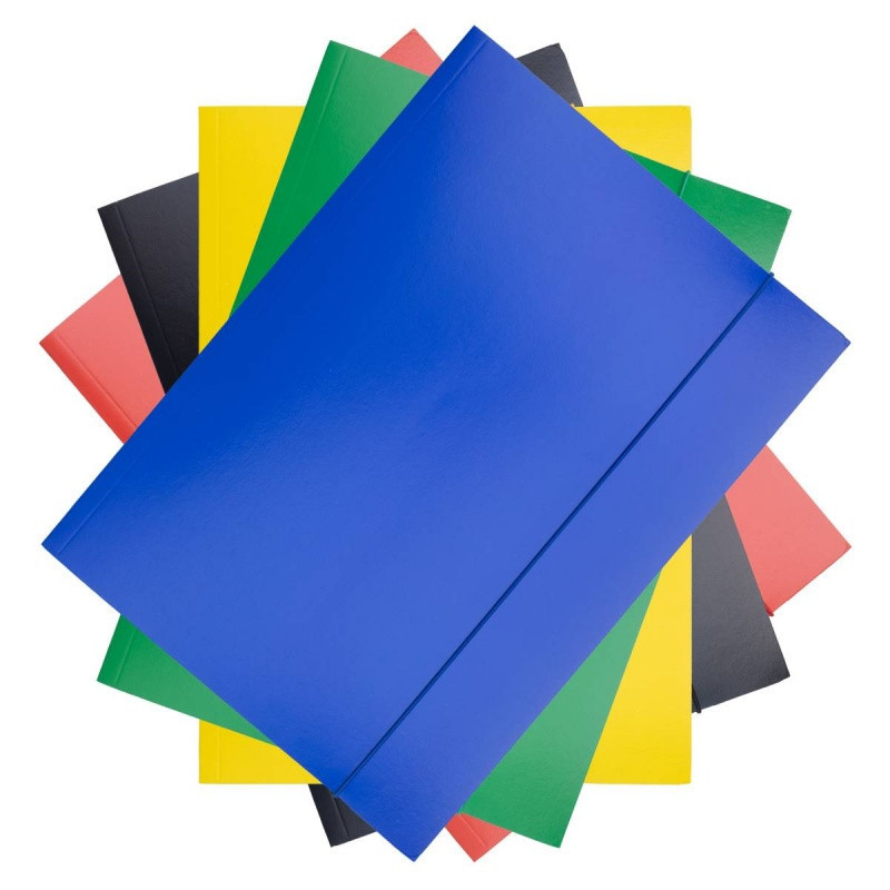 Teczka z gumką OFFICE PRODUCTS, karton/lakier, A4, 320gsm, 3-skrz., mix kolorów
