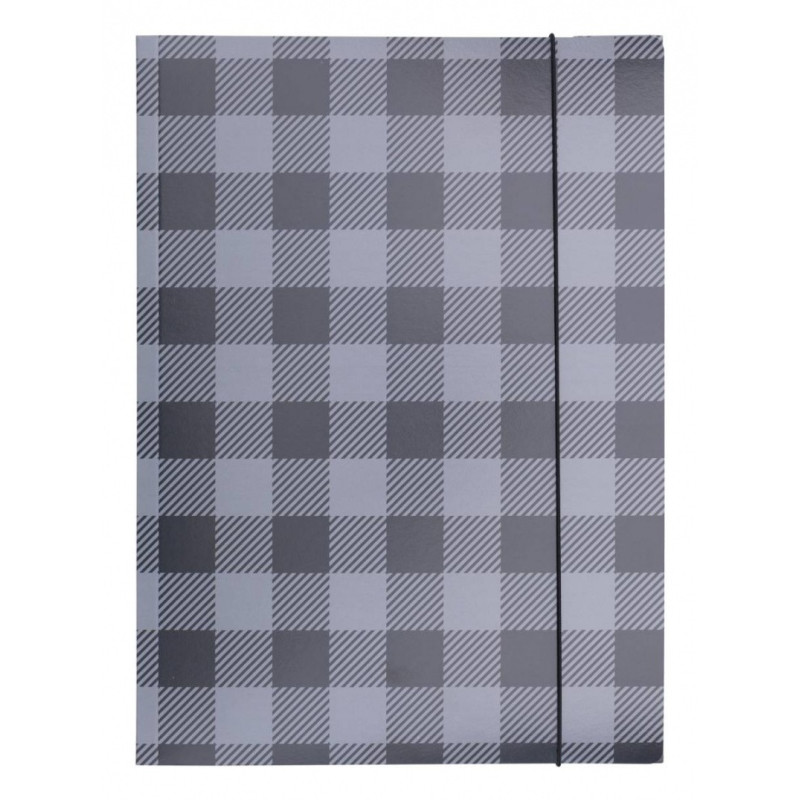 Teczka z gumką OFFICE PRODUCTS, karton/lakier, A4, 320gsm, 3-skrz., mix kolorów w kratę
