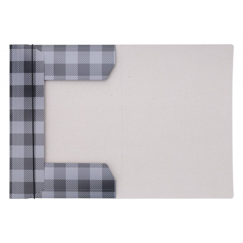 Teczka z gumką OFFICE PRODUCTS, karton/lakier, A4, 320gsm, 3-skrz., mix kolorów w kratę