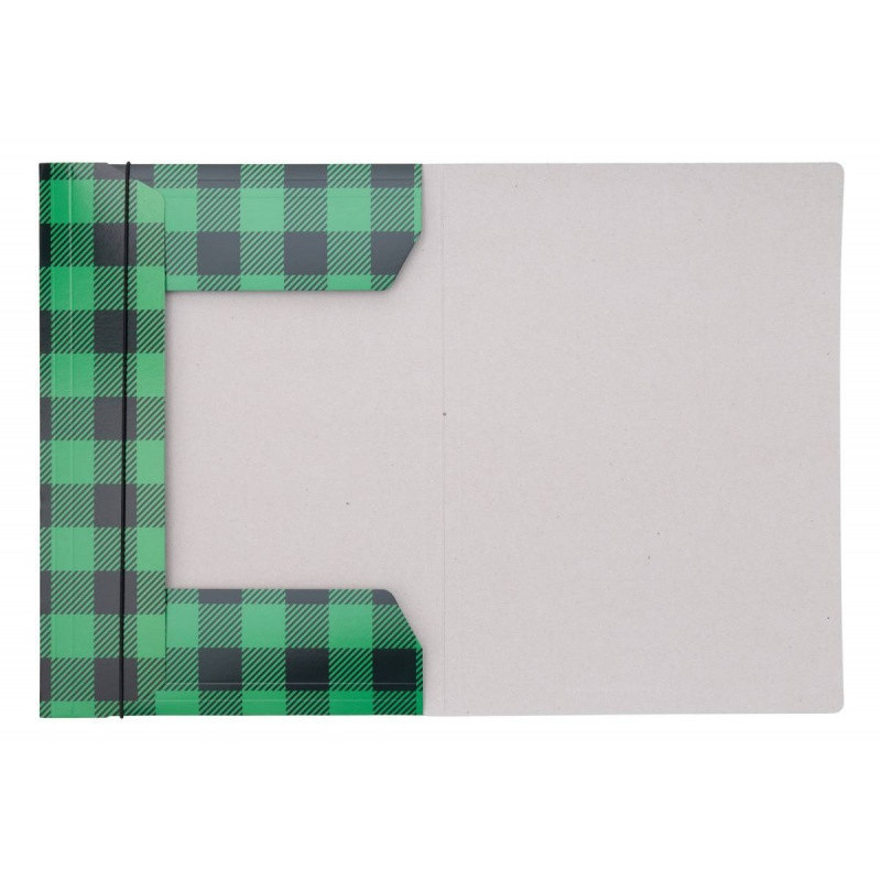 Teczka z gumką OFFICE PRODUCTS, karton/lakier, A4, 320gsm, 3-skrz., mix kolorów w kratę