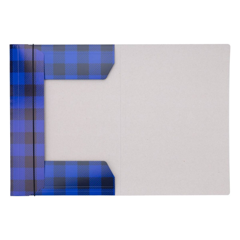 Teczka z gumką OFFICE PRODUCTS, karton/lakier, A4, 320gsm, 3-skrz., mix kolorów w kratę