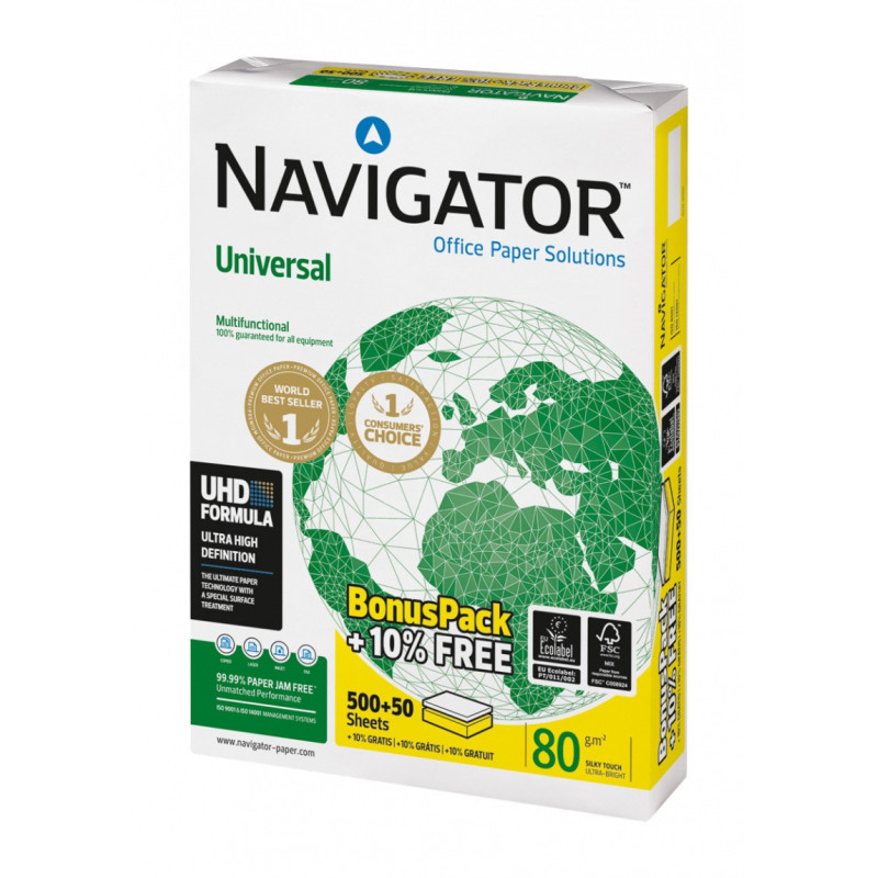 Papier ksero NAVIGATOR UNIVERSAL FSC, A4, klasa A, 80 gsm, 550 ark