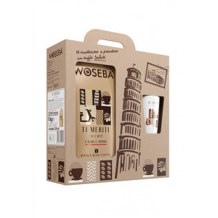 Zestaw kawa WOSEBA TI MERITI, CREMA E AROMA, ziarnista, 1000g + kubek 320ml