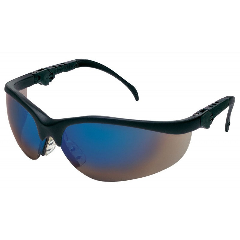 Okulary ochronne MCR Klondike Plus, niebieskie lustrzane soczewki, czarne oprawki