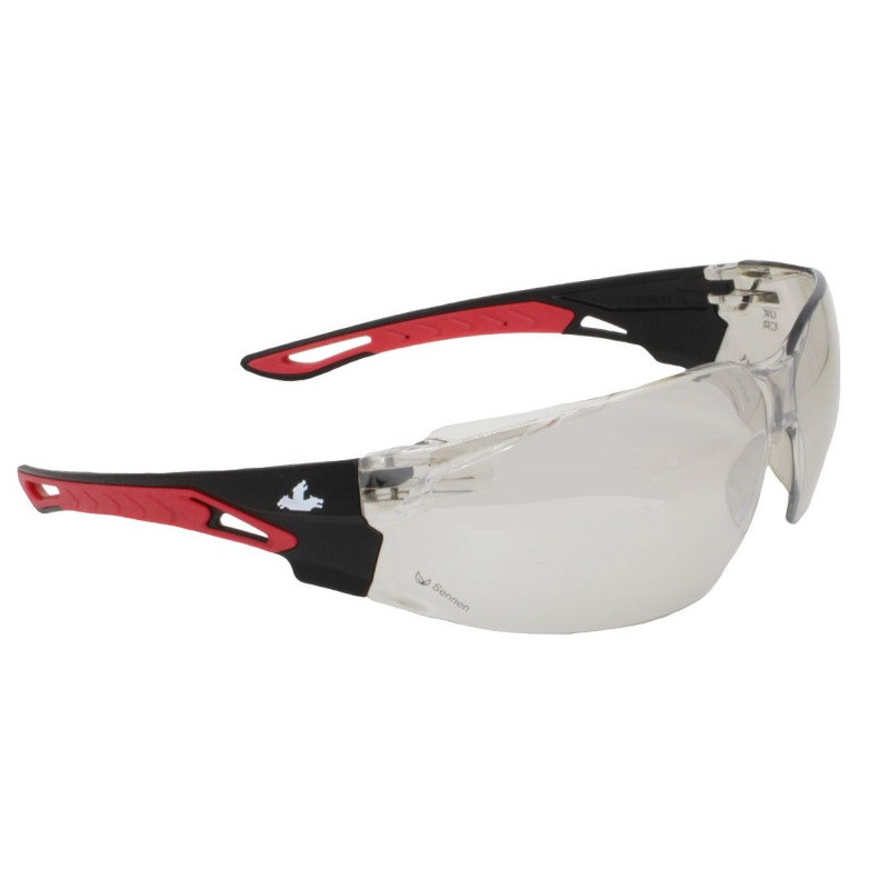 Okulary ochronne MCR Sennen, przyciemniane soczewki UV, czarno-czerwone oprawki