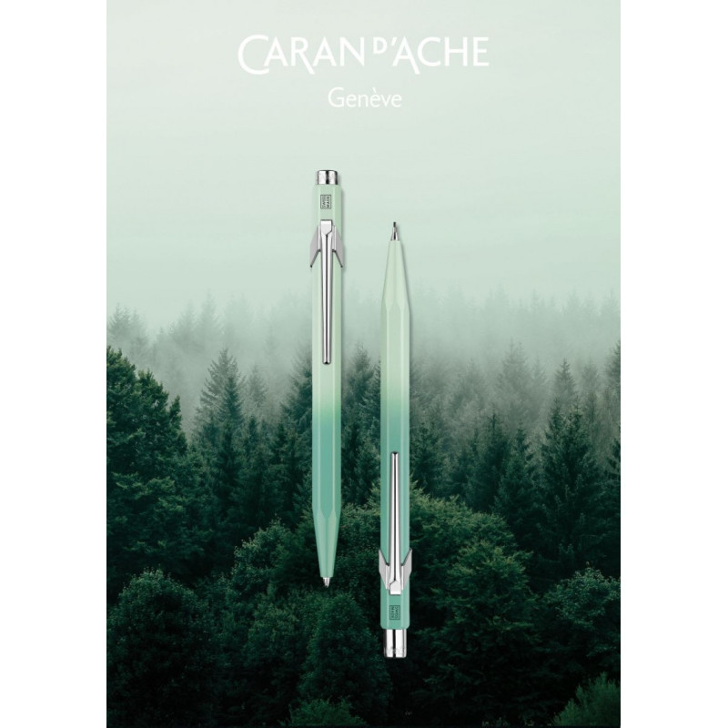Zestaw długopis 849 i ołówek 844 CARAN D'ACHE Misty Forest, w etui, zielony