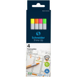 Zestaw zakreślaczy SCHNEIDER Shine-Up, 1-4mm, 4 szt., pudełko z zawieszką, mix kolorów