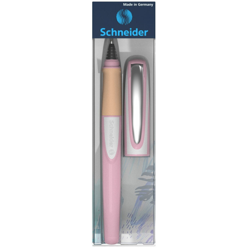 Pióro kulkowe SCHNEIDER Ray, M, pud. plastikowe, różowo-białe