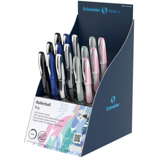 Display piór kulkowych SCHNEIDER Ray, M, kolory Basic+Trend, 15 szt., mix kolorów