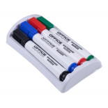 Zestaw 4 markerów z gąbką magnetyczną OFFICE PRODUCTS, do tablic suchościeralnych, mix kolorów