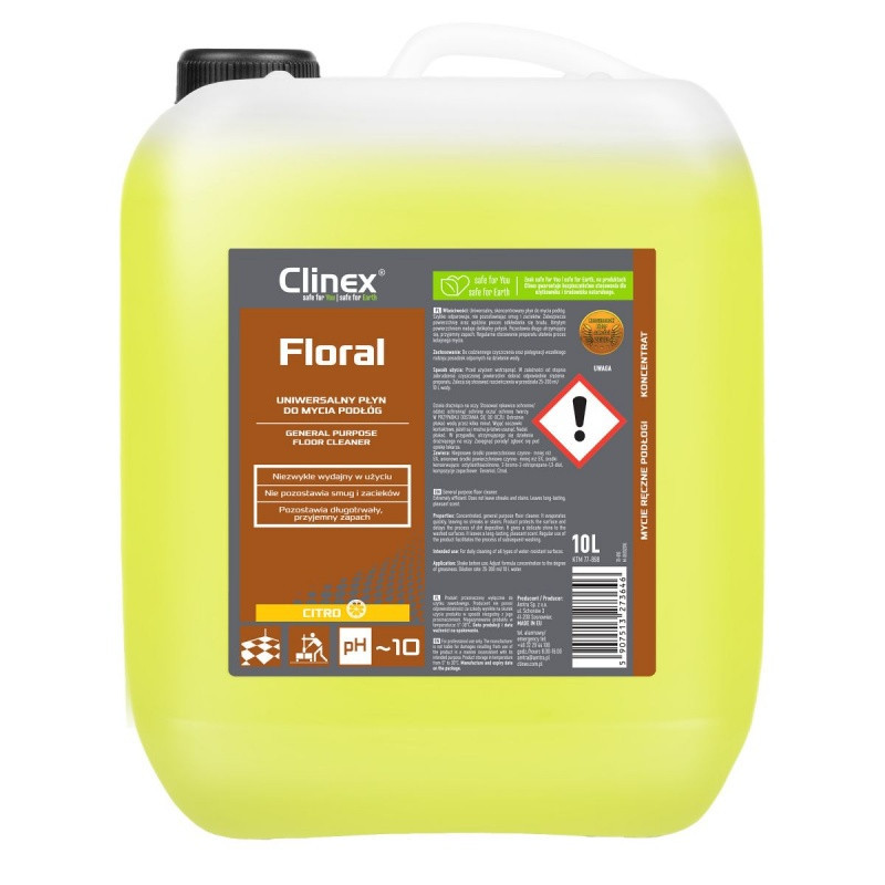 Uniwersalny płyn CLINEX Floral, do mycia podłóg, Citro, 10l