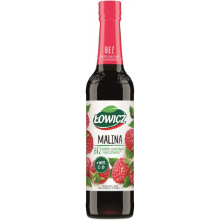 Syrop owocowy ŁOWICZ, malinowy, 400ml