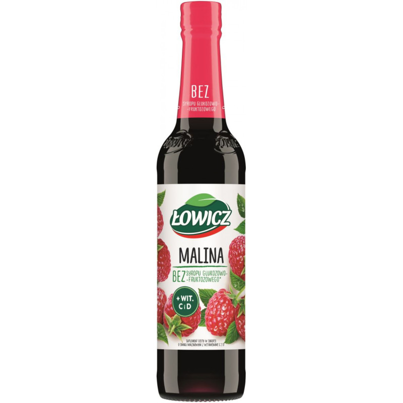 Syrop owocowy ŁOWICZ, malinowy, 400ml