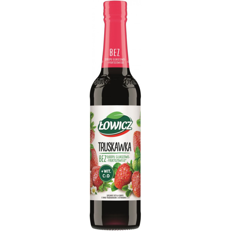 Syrop owocowy ŁOWICZ, truskawkowy, 400ml