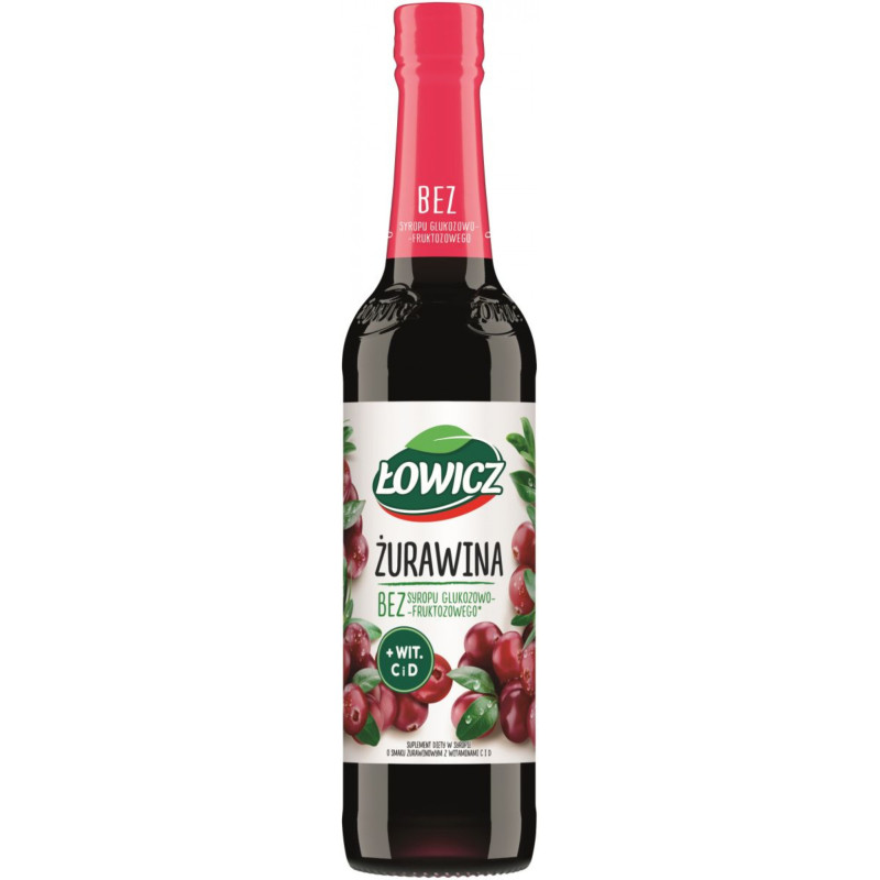Syrop owocowy ŁOWICZ, żurawinowy, 400ml