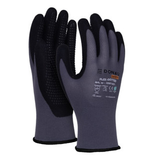 Rękawice DONAU SAFETY Flex-Dotted, kat. II, rozm. 10, szare