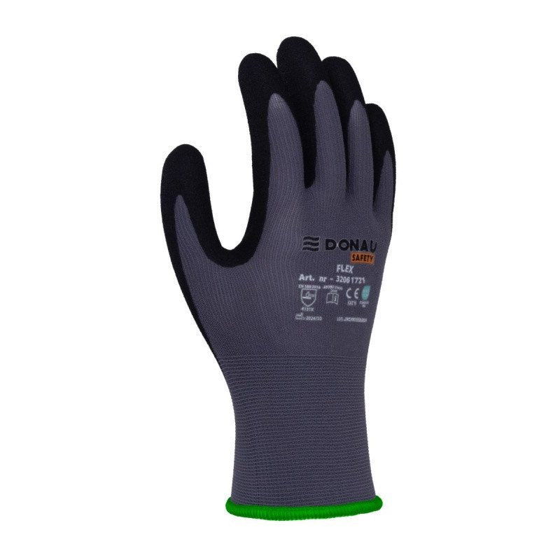 Rękawice DONAU SAFETY Flex, kat. II, rozm. 11, szare