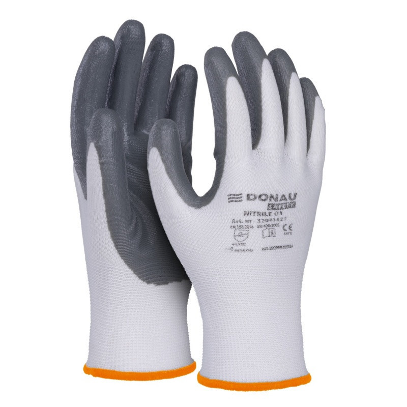 Rękawice DONAU SAFETY Nitrile 01, kat. II, rozm. 7, szare