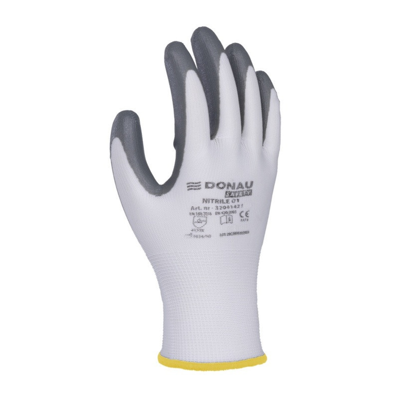 Rękawice DONAU SAFETY Nitrile 01, kat. II, rozm. 8, szare