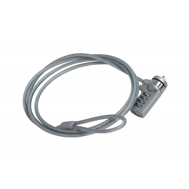 Blokada kablowa Q-CONNECT, do monitora/laptopa, na zamek szyfrowy, 1,8m, szara