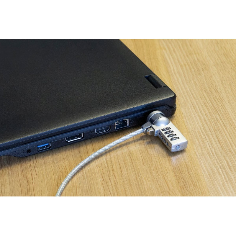 Blokada kablowa Q-CONNECT, do monitora/laptopa, na zamek szyfrowy, 1,8m, szara