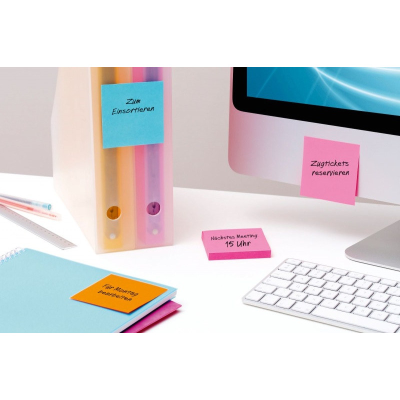 Karteczki samoprzylepne Post-it® Super Sticky (654-6SS-PNK), 76x76mm, 6x90 kart., fuksja
