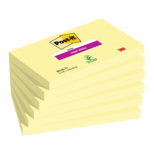 Karteczki samoprzylepne Post-it® Super Sticky (655-6SSCY-EU), 127x76mm, 6x90 kart., kanarkowy żółty