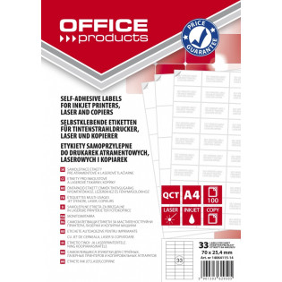 Etykiety OFFICE PRODUCTS, 70x25,4mm, białe, 100 ark.