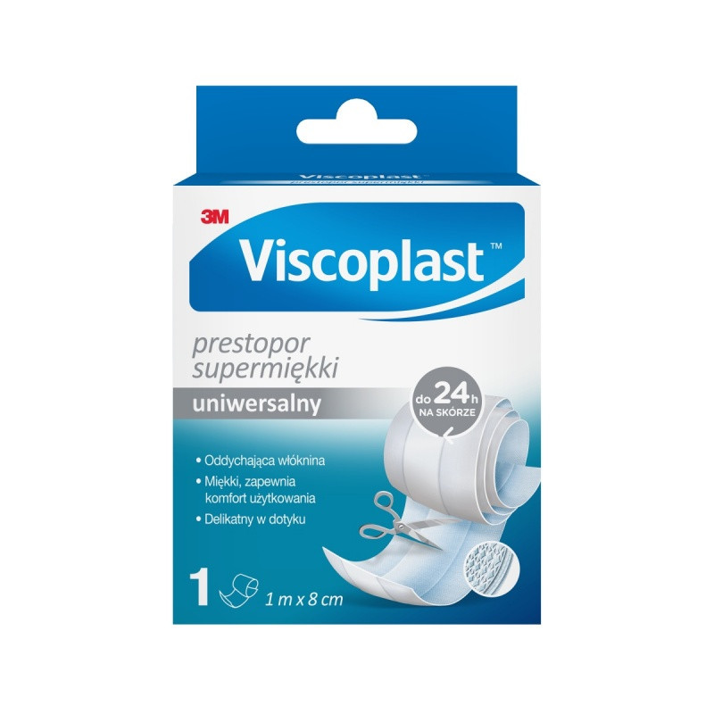 Plaster do cięcia VISCOPLAST Prestopor, supermiękki, 8cmx1m, biały