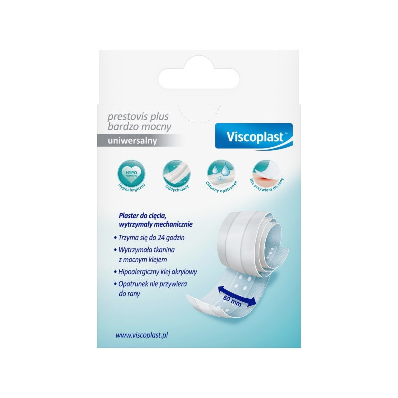 Plaster do cięcia VISCOPLAST Prestovis Plus, bardzo mocny, 6cmx1m, biały