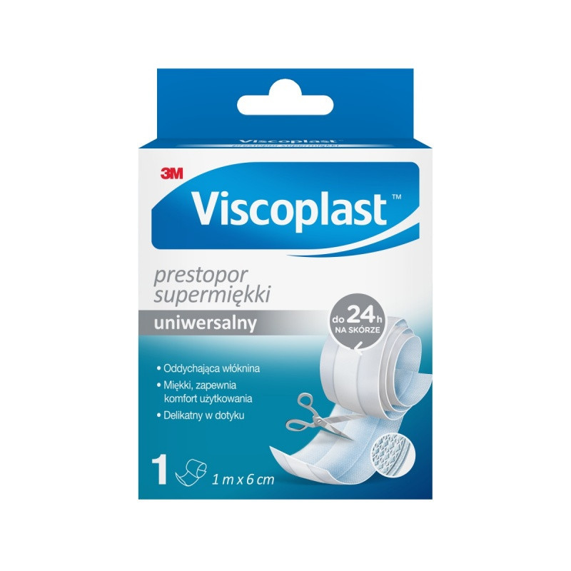 Plaster do cięcia VISCOPLAST Prestopor, supermiękki, 6cmx1m, biały
