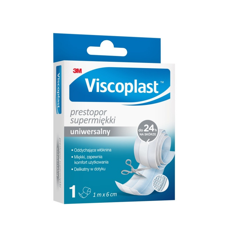 Plaster do cięcia VISCOPLAST Prestopor, supermiękki, 6cmx1m, biały