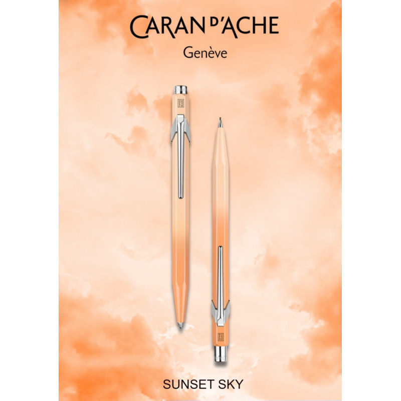 Zestaw długopis 849 i ołówek 844 CARAN D'ACHE Sunset Sky, w etui, pomarańczowy
