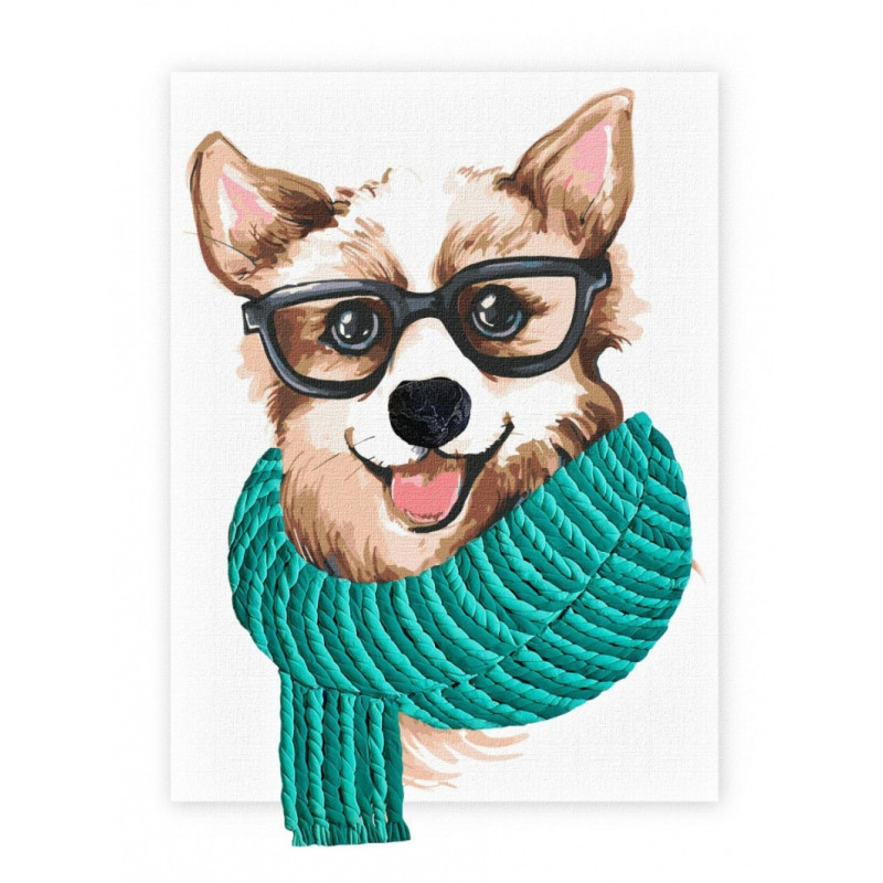 Malowanie po numerach IDEYKA&OCTO, 30x40cm, z glinką, stylowy corgi, 1 szt.