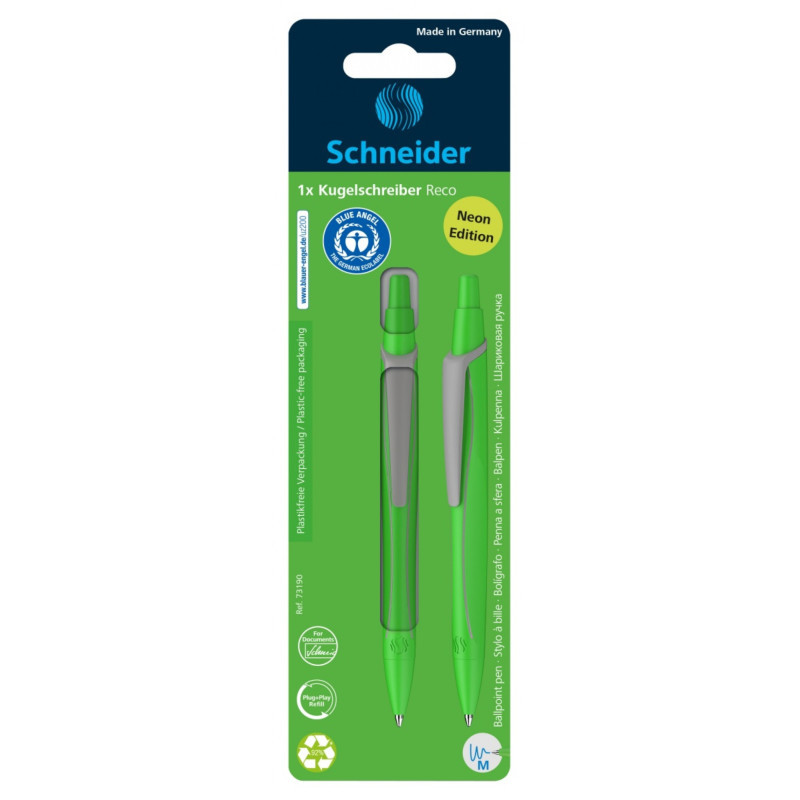 Długopis automatyczny SCHNEIDER Reco, M, blister, mix kolorów neonowych