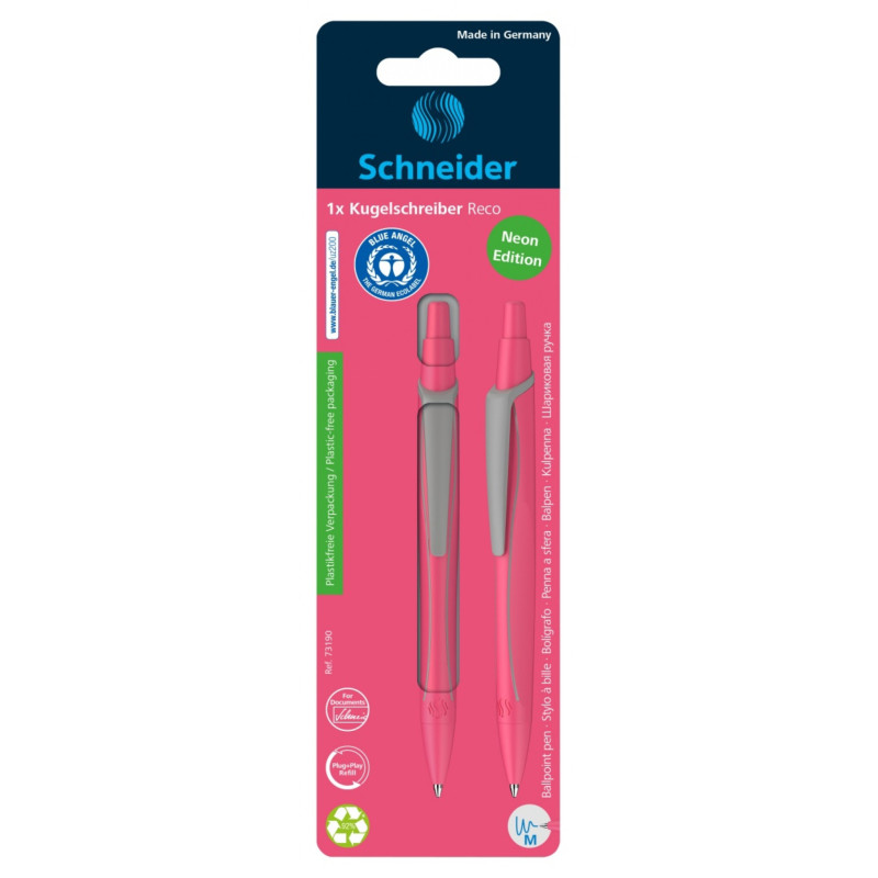 Długopis automatyczny SCHNEIDER Reco, M, blister, mix kolorów neonowych