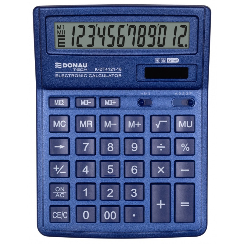 Kalkulator biurowy DONAU TECH, CI-SDC444XRNVE, 12-cyfr. wyświetlacz, wym. 190x143x40 mm, granatowy
