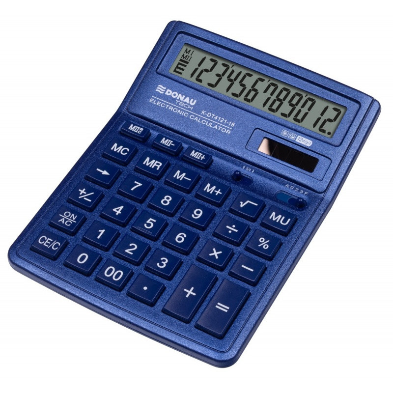 Kalkulator biurowy DONAU TECH, CI-SDC444XRNVE, 12-cyfr. wyświetlacz, wym. 190x143x40 mm, granatowy